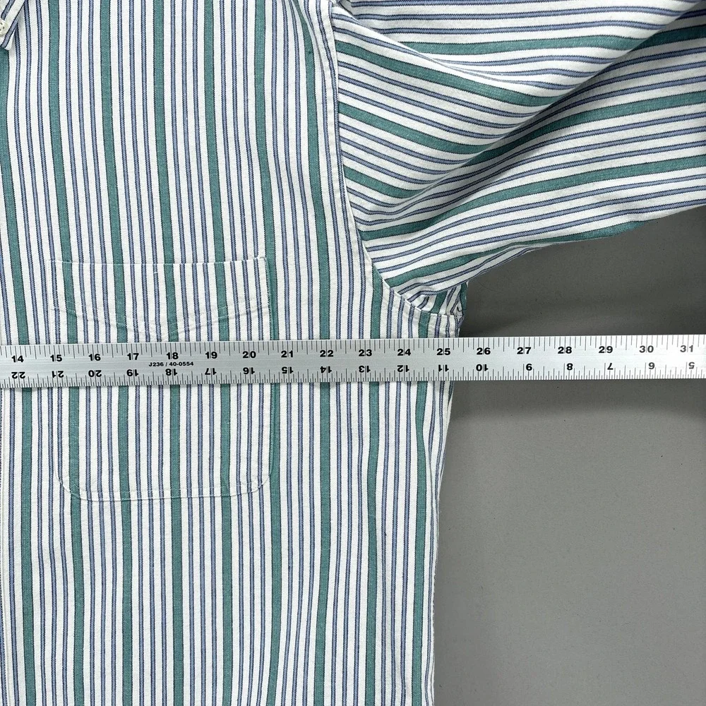 Vintage Banana Republic Safari Travel Shirt Mens Large Green Stripe Button Down